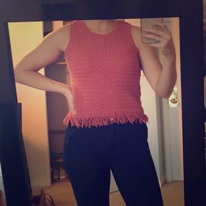 Orange knitted sleeveless sweater